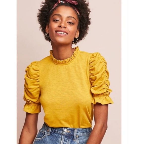 Anthropologie Tops - Anthro Moon River Corchcallan yellow mock neck top